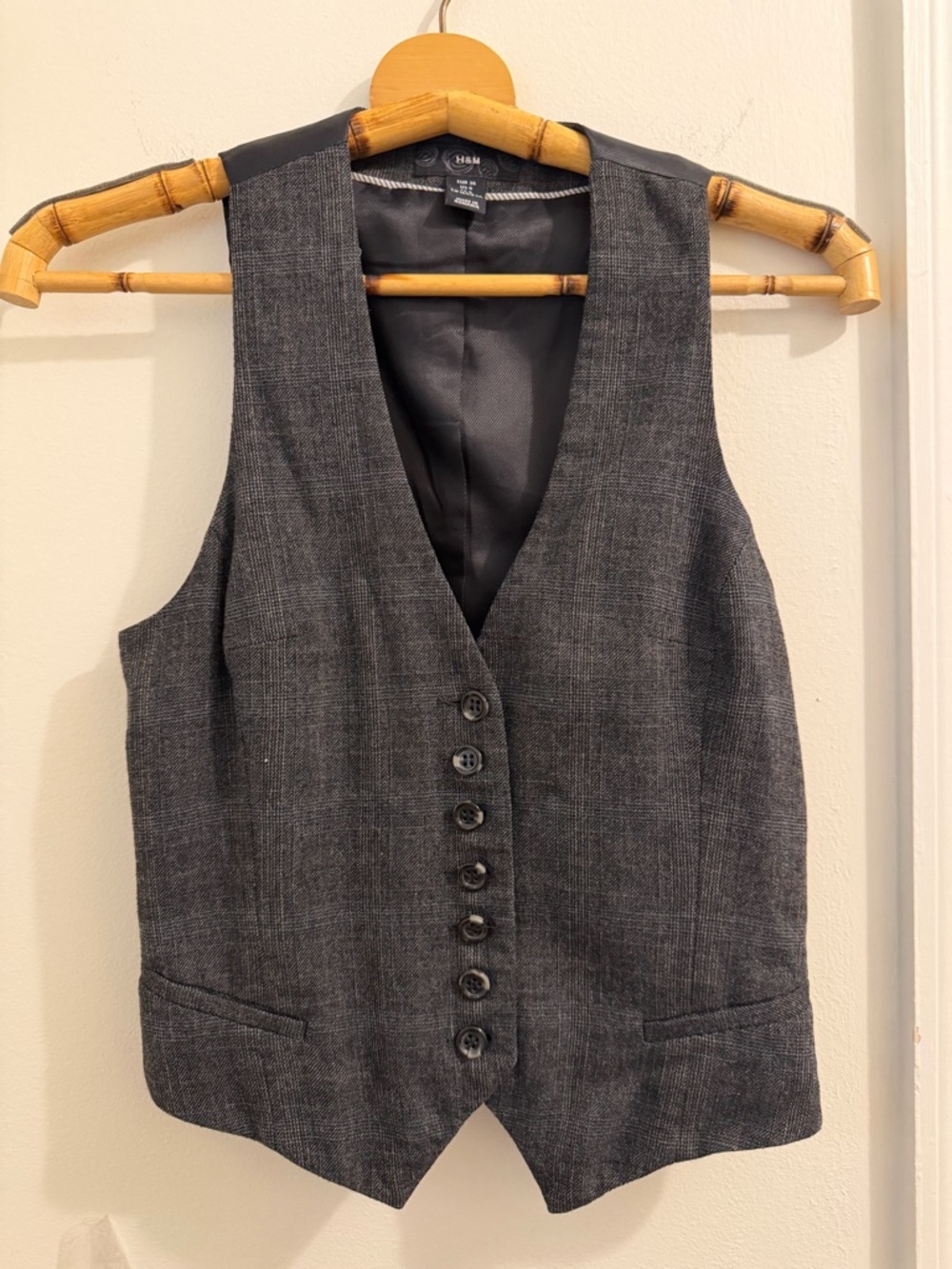 H&M Women's Dark Gray Button-Front Tailored Vest